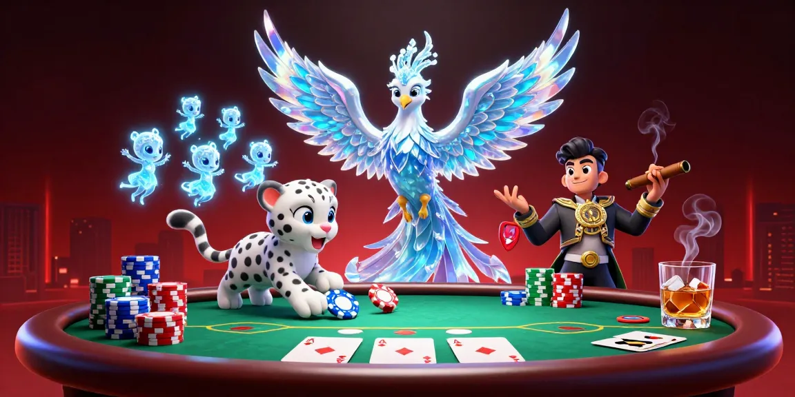 Win big with tx88 at a vibrant casino scene featuring an ice phoenix and poker elements.