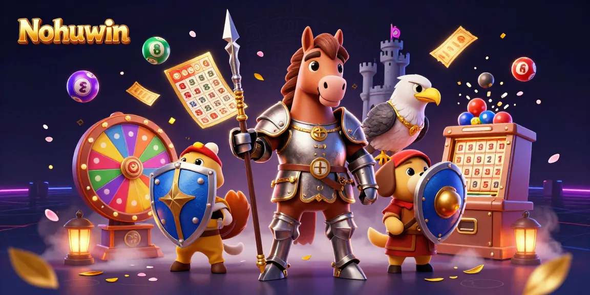 Nohuwin offers thrilling lottery fun with 3D medieval characters in an exciting casino scene.