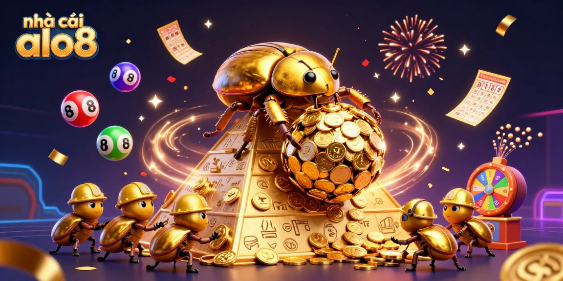 Engage with exciting gambling experiences at nhà cái alo8 with this vibrant 3D illustrated scene.
