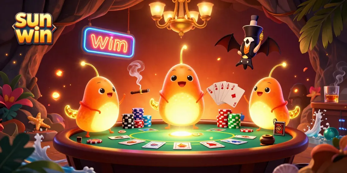 Experience excitement with sun win at a vibrant cave casino lit by glowing worms and a bat dealer.