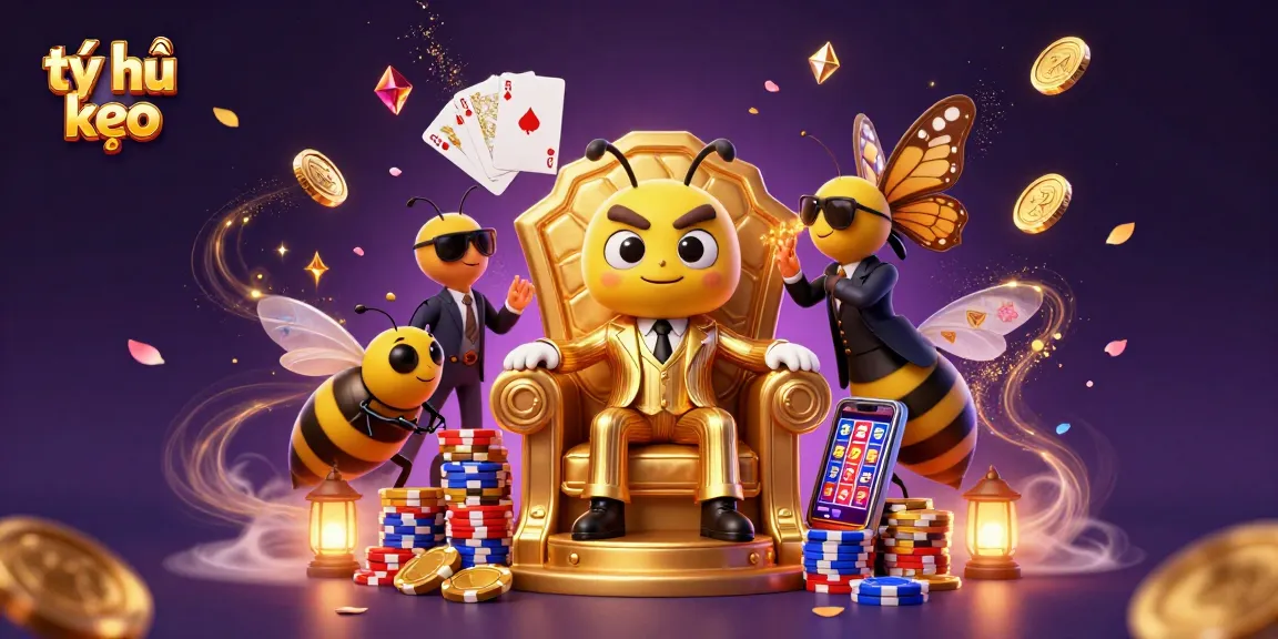 Betting on tỷ lệ kèo with a bumblebee mob boss and vibrant casino elements.