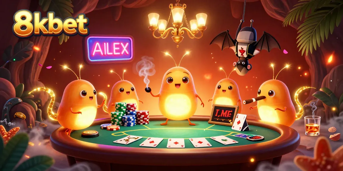 Experience vibrant gameplay with 8xbet's glowworm-lit casino scene showcasing poker action and excitement.